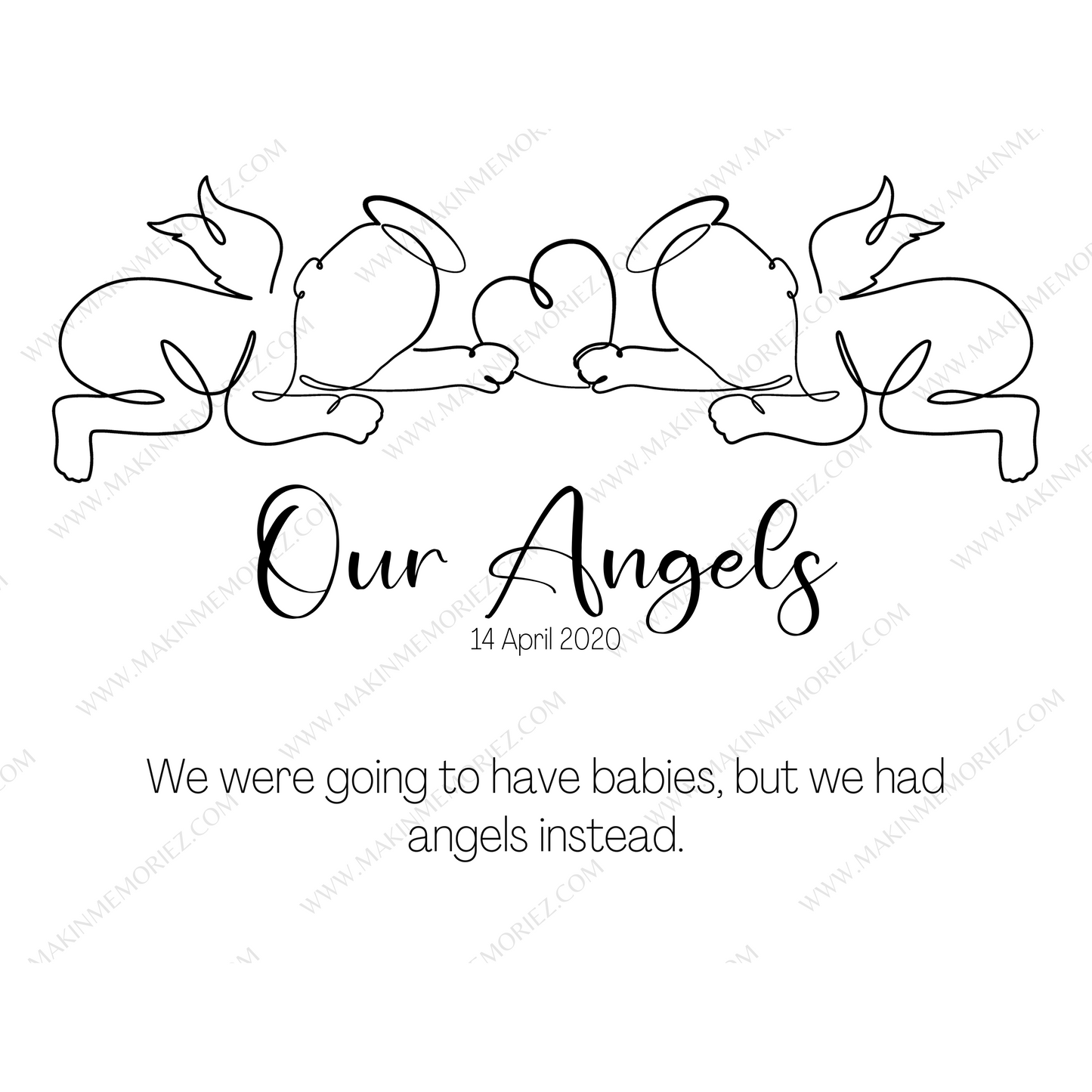 ♡ Angel Baby Print Birth Poster - Single Or Twins ♡