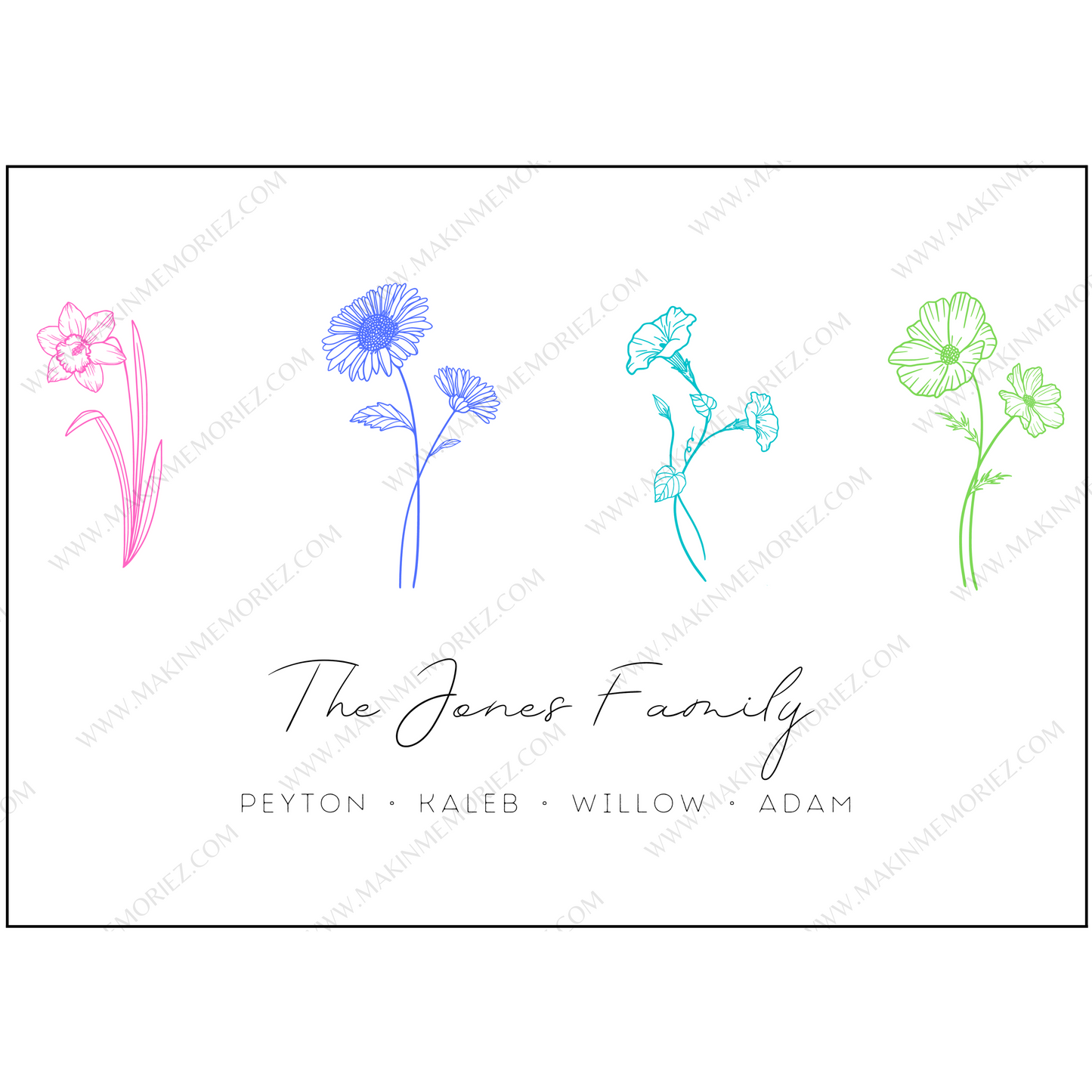 ♡ Birth Flower Family Print ♡