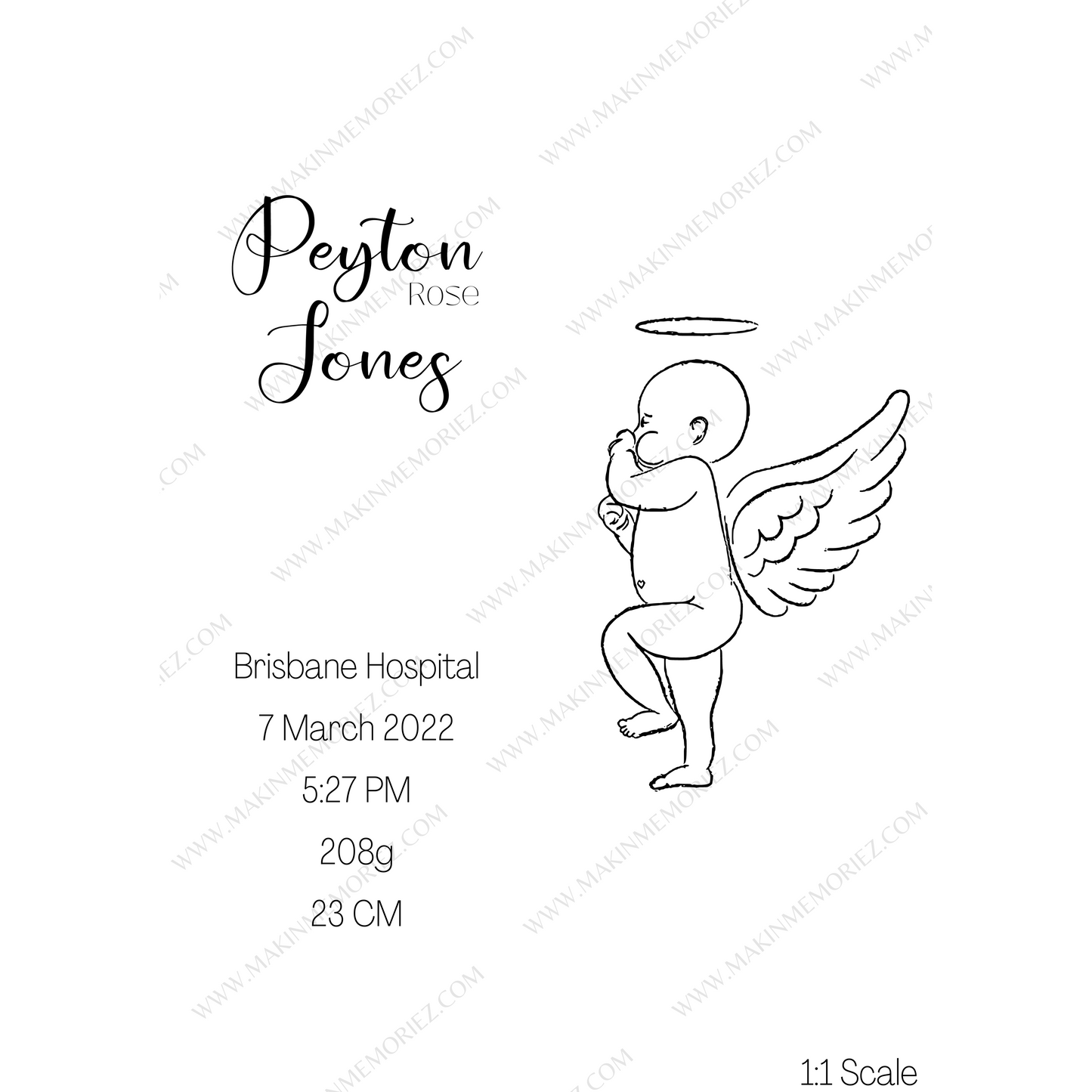 ♡ Angel Baby Print Birth Poster - Single Or Twins ♡