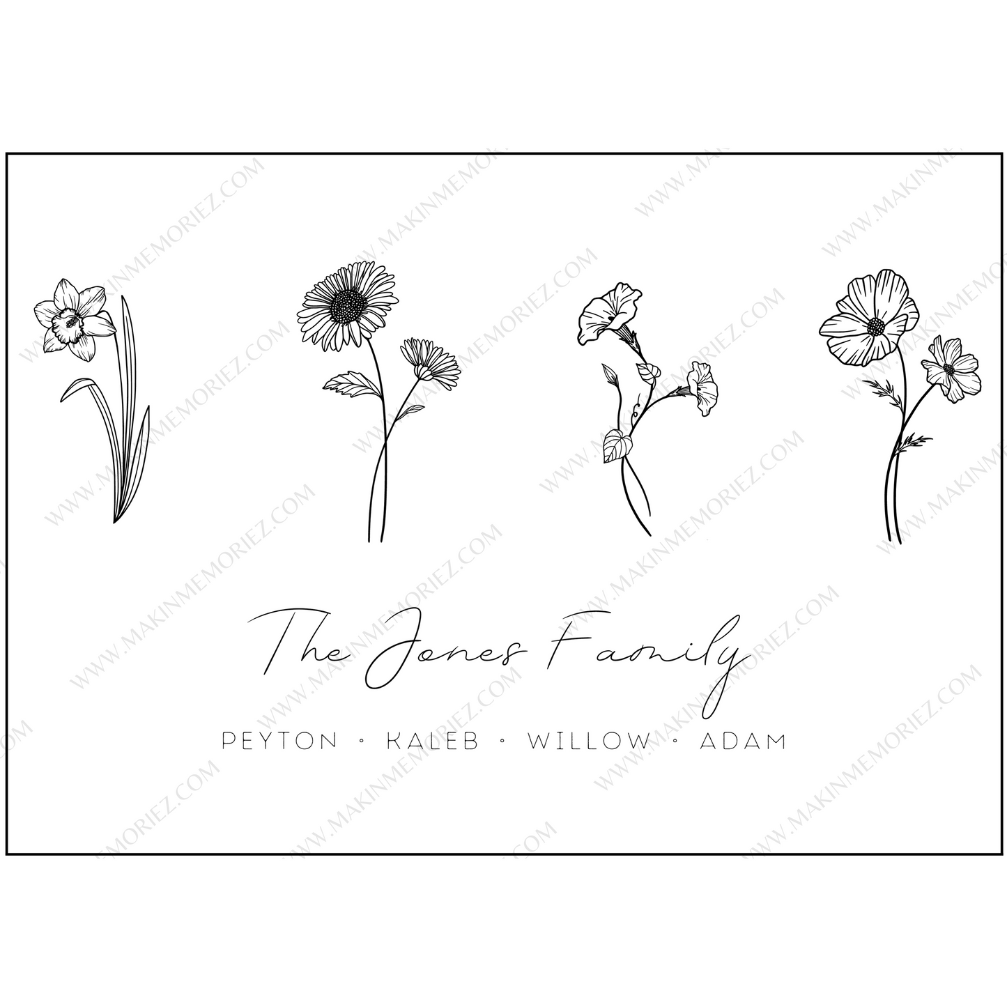 ♡ Birth Flower Family Print ♡