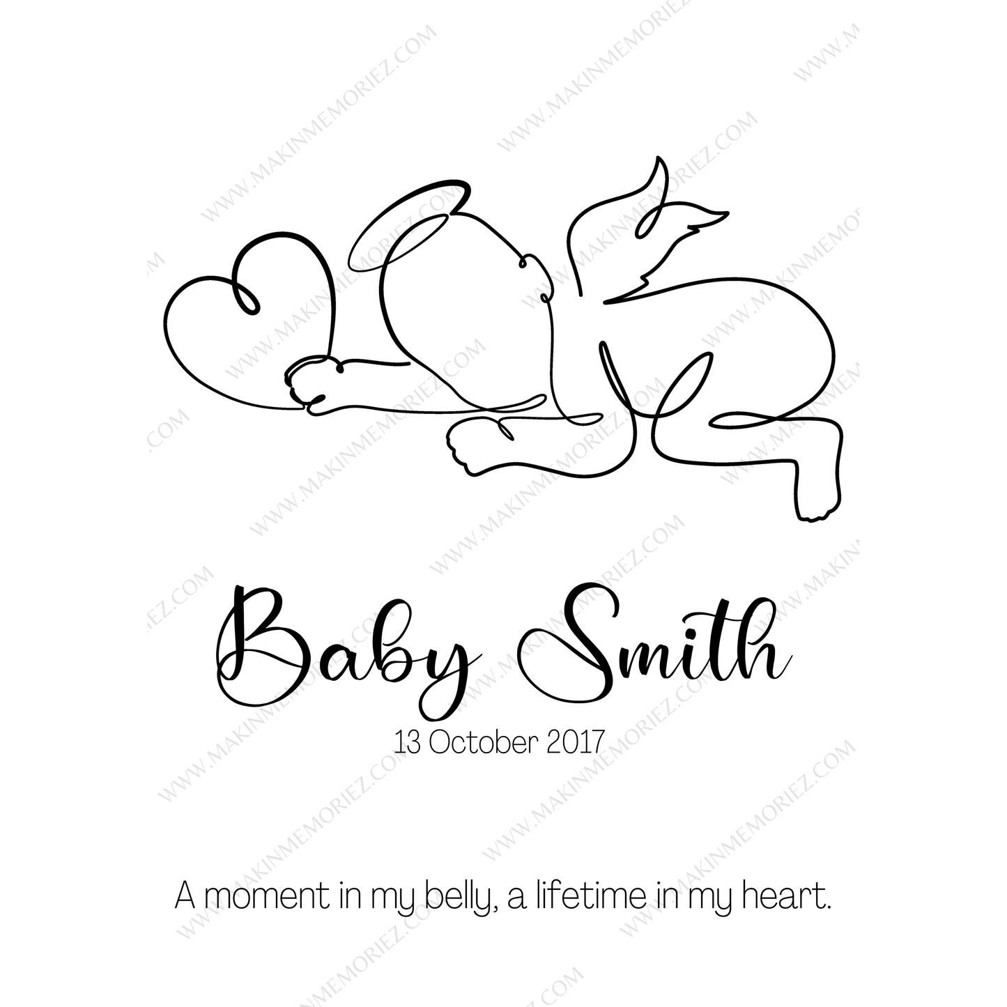 ♡ Angel Baby Print Birth Poster - Single Or Twins ♡