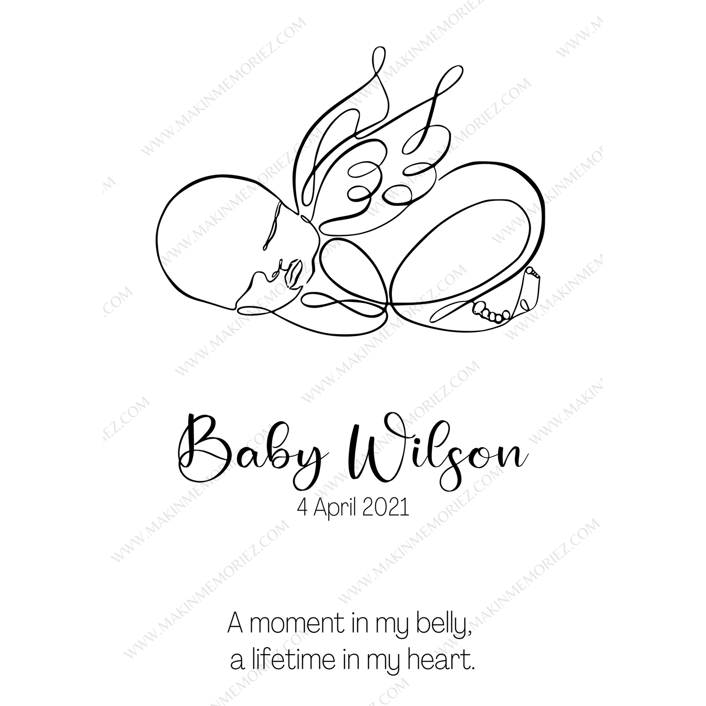 ♡ Angel Baby Print Birth Poster - Single Or Twins ♡