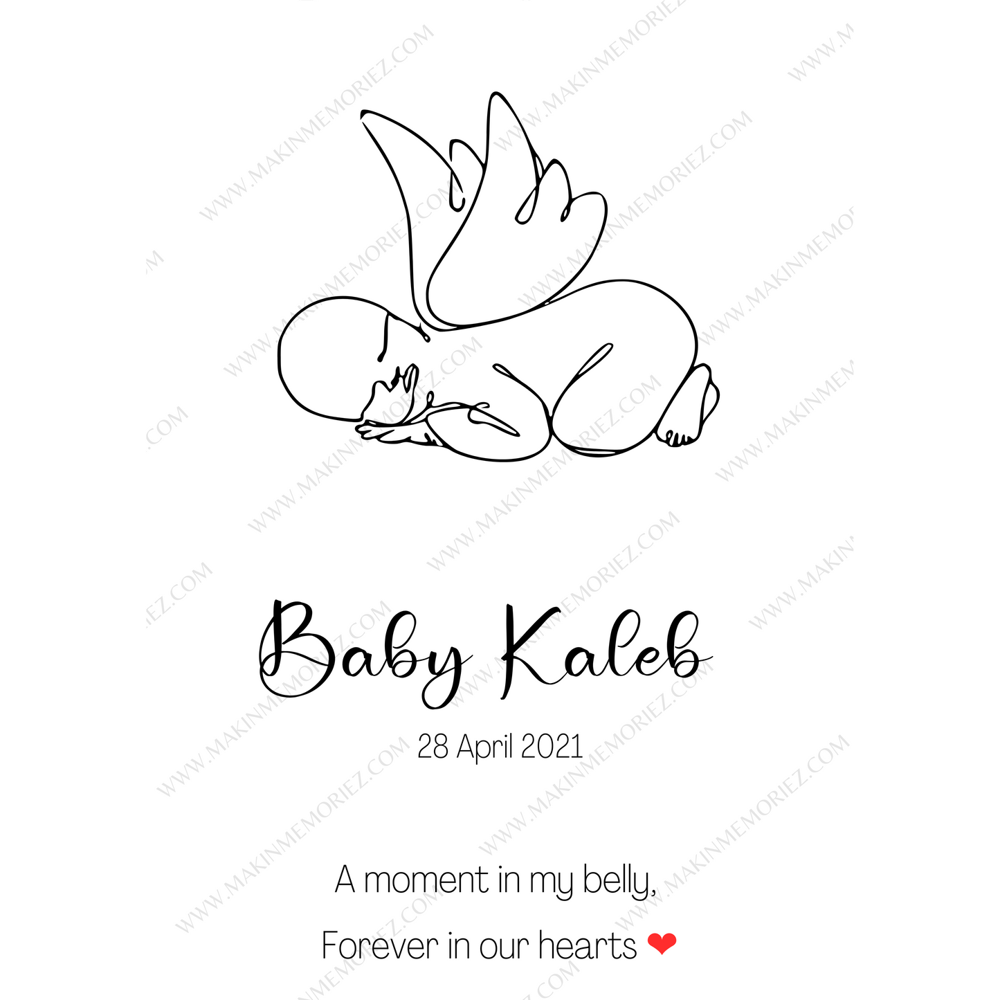 ♡ Angel Baby Print Birth Poster - Single Or Twins ♡