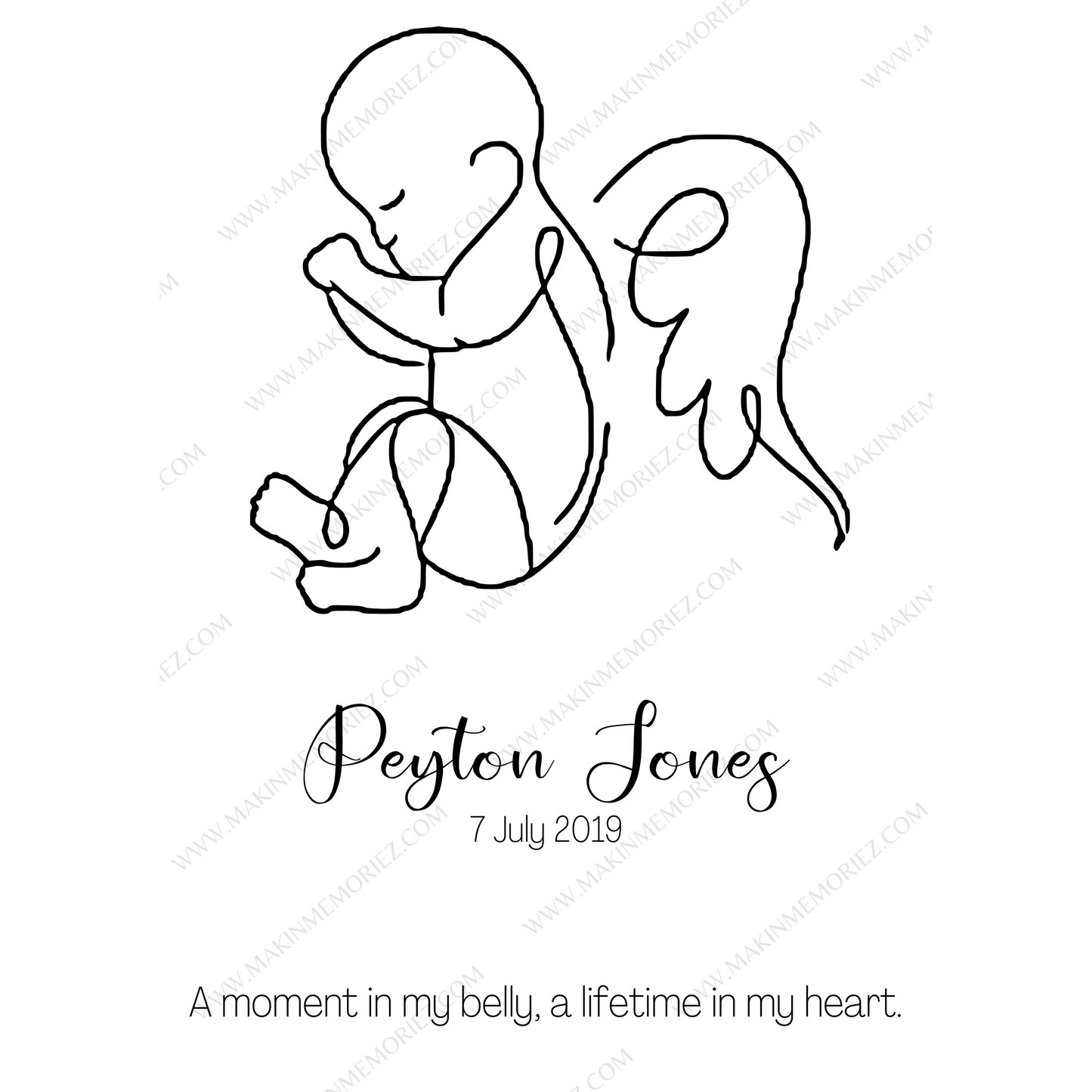 ♡ Angel Baby Print Birth Poster - Single Or Twins ♡