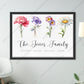 ♡ Birth Flower Family Print Water Colour ♡