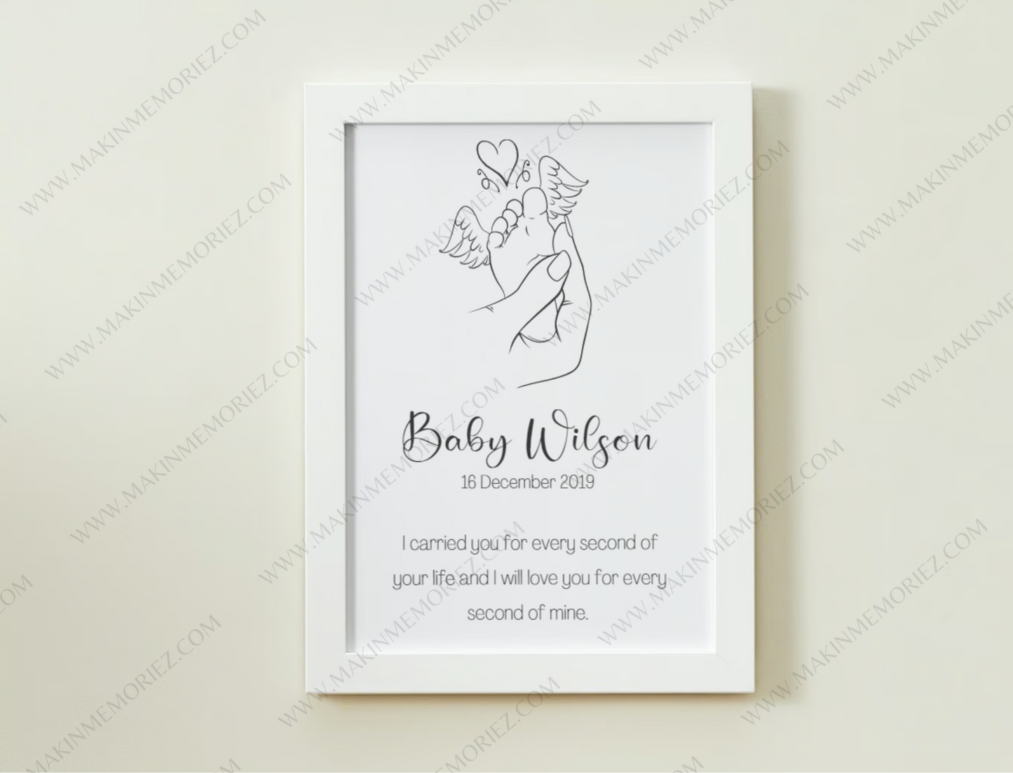 ♡ Angel Baby Print Birth Poster - Single Or Twins ♡