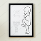 ♡ Single 1:1 Scale Baby Print Birth Poster - COLOURED BABY AND/OR WRITING - A2 Size ♡