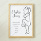 ♡ Single 1:1 Scale Baby Print Birth Poster - BLACK AND WHITE - A2 Size ♡