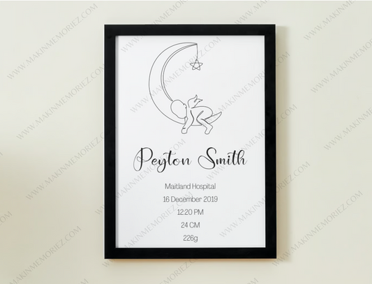 ♡ Angel Baby Print Birth Poster - Single Or Twins ♡